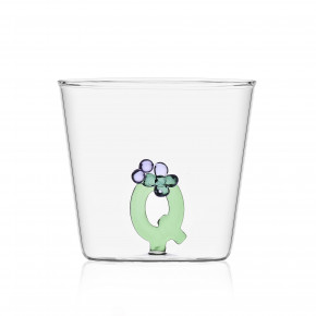 Ichendorf - Modello: GreenWood - Bicchiere in vetro tumbler con alfabeto fiorito lettera "Q" - Colore: Verde - SKU: 09352176 - Codice EAN: 8032397049043 