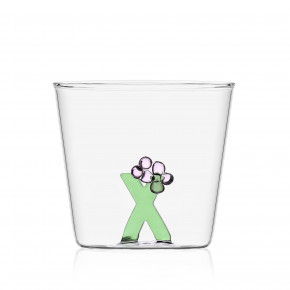 Ichendorf - Modello: GreenWood - Bicchiere in vetro tumbler con alfabeto fiorito lettera "X" - Colore: Verde - SKU: 09352183 - Codice EAN: 8032397049111