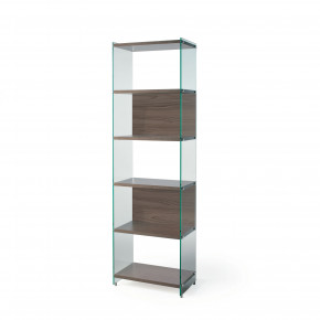 Pezzani - Modello: Byblos - Libreria componibile moderna con ripiani in legno e fianchi in vetro temperato - SKU: 0/70A-60 