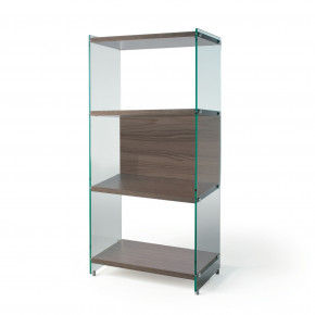 Pezzani - Modello: Byblos - - Design By: Pezzani Lab Libreria da terra media con fianchi in vetro e ripiani in legno - SKU: 0/70M-60 