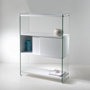 Pezzani - Modello: Byblos - - Design By: Pezzani Lab Libreria da terra grande con fianchi in vetro e ante scorrevoli - SKU: 0/70M-90.SC1 