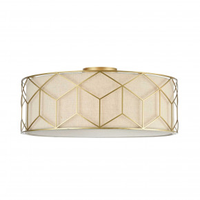 Maytoni - Modello: Messina - Lampada da Soffitto in stile classico con paralume in lino grande - Colore: Oro - Attacco Lampadina: E27 - 5 Lampadine - Watt 60W - Dimmerabile: NO - Grado di Protezione: IP20 - SKU: H223-PL-05-G - Codice EAN: 4251110011806 