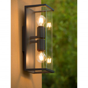 Lucide - Modello: Claire - Applique da esterno con diffusore in vetro e struttura in metallo moderna - Colore: Antracite - Attacco Lampadina: E27 - 2 Lampadine - Watt 60W - Dimmerabile: SI - Grado di Protezione: 54 - SKU: 27883/02/30 - Codice EAN: 5411212271495 