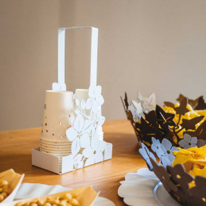 Arti e Mestieri - Modello: Fior di Loto - Porta bicchieri floreale con decorazione floreale - SKU: 0VA3326 