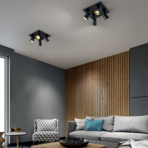 Fabas Luce - Modello: Modo - Faretti da soffitto 4 luci con struttura in alluminio dal design moderno - Attacco Lampadina: GU10 - 4 Lampadine - Watt 35W - Dimmerabile: NO - Grado di Protezione: IP20 - SKU: 3451-84 