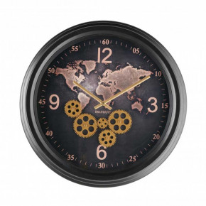 Brandani - Orologio da parete rotondo stile industrial con meccanismi a vista - Colore: Nero - SKU: B52109 - Codice EAN: 8029722521091