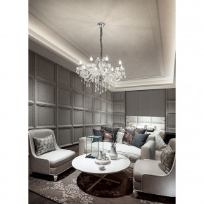 Perenz - Modello: Venezia - Lampadario in metallo 8 braccia in vetro soffiato pendagli decorati in vetro - Colore: Trasparente - Attacco Lampadina: E14 - 8 Lampadine - Watt 40W - Dimmerabile: NO - Grado di Protezione: IP20 - Classe Energetica: A++ - SKU: 6818TR - Codice EAN: 8023559513823 