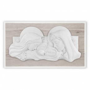 Bongelli Preziosi - Capezzale moderno con la sacra famiglia in marmorino e pannello in legno - SKU: ME2105 