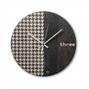 Ves Design - Modello: Istanti - Orologio da parete in legno moderno per soggiorno o cucina "Pied de poule" - SKU: L05R09 - Codice EAN: 8054110861824 