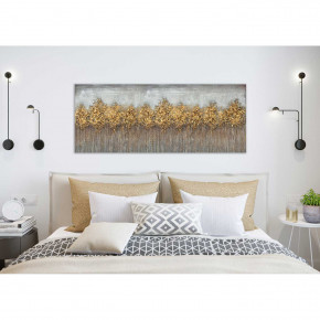 Agave - Dipinto a mano su tela dalle linee moderne tema astratto "Bosco dorato" 150x60 - Tema Quadro: Array - Realizzazione Quadro: Dipinti su Tela - SKU: AG120105 - Codice EAN: 1234567021850 