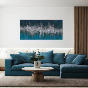 Agave - Quadro astratta in stile moderno dipinto a mano su tela "Dark Blue Art" 150x70 - Tema Quadro: Astratti - Realizzazione Quadro: Dipinti su Tela - SKU: AG150263 