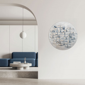 Agave - Quadro marino dipinto a mano con acrilici su tela rotonda Kivu 80x80 - Tema Quadro: Array - Realizzazione Quadro: Dipinti su Tela - SKU: AG160327 