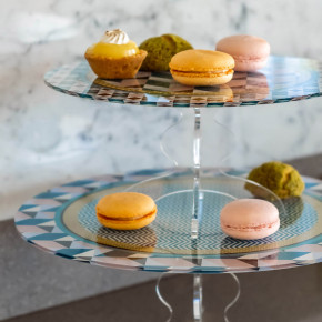 Vesta - Modello: Decor - Alzata per dolci grande dal design moderno in plexiglass decoro Modern - Colore: Multicolore - SKU: 04223D46 - Codice EAN: 8059692103850 