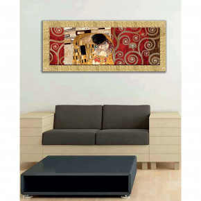 Artitalia - Modello: Klimt - - Design By: KLIMT Stampa con cornice in legno decori materici e glitter "il bacio" 153x63 - Tema Quadro: Array - Realizzazione Quadro: Stampe su Tela - SKU: WRD544