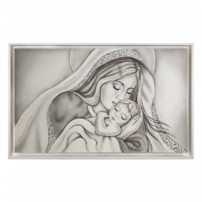 Art Maiora - Capezzale con la maternità in stile moderno "Amore Di Mamma" 110x65 con glitter - Colore: Grigio - Realizzazione Quadro: Dipinti su Tela - SKU: ADM-S-G-AGS - Codice EAN: 1234567147154