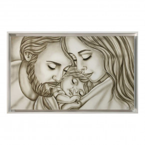 Art Maiora - Capezzale con la sacra famiglia in stile moderno "Amore di Mamma e Papà" 110x65 - Colore: Tortora - SKU: MPA-S-T