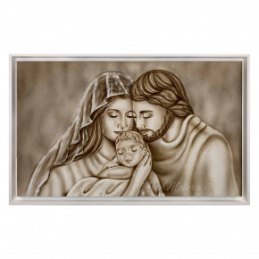 Art Maiora - Capezzale con la sacra famiglia in stile moderno "Amore Infinito" 110x65 - Colore: Toni Caldi - Realizzazione Quadro: Dipinti su Tela - SKU: AMI-S-TC
