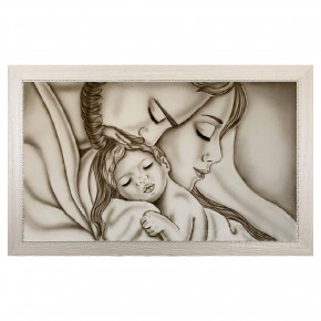 Art Maiora - Capezzale con Sacra Famiglia per camera da letto "Abbraccio" 110x65 - Colore: Tortora - Realizzazione Quadro: Dipinti su Tela - SKU: ABRT-S-T - Codice EAN: 1234567147215 