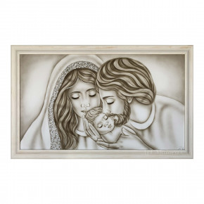 Art Maiora - Capezzale moderno dipinto a mano su tela in cotone "Nido d'Amore" 110x65 - Colore: Tortora - Realizzazione Quadro: Dipinti su Tela - SKU: NDA-S-T 
