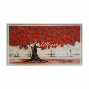 Art Maiora - Quadro con paesaggio dipinto a mano su tela di cotone "Intreccio Rosso" 130x70 - Colore: Rosso - Tema Quadro: Array - Realizzazione Quadro: Dipinti su Tela - SKU: INTR-M-R 