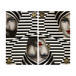 Art Maiora - Set 2 pezzi quadri moderni astratti dipinti a mano su tela "Optical" 65x110 cad. - Tema Quadro: Array - Realizzazione Quadro: Dipinti su Tela - SKU: OPCL-S2-TZ