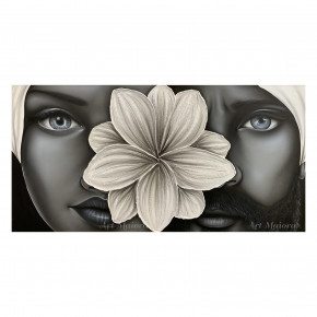 Art Maiora - Set 2 pezzi quadri moderni con teste di moro "Bellezza" 80x80 - Colore: Bianco/Nero - Tema Quadro: Figurativi - Realizzazione Quadro: Dipinti su Tela - SKU: BLZZ-QM-BN