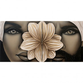 Art Maiora - Set 2 pezzi quadri moderni con teste di moro "Bellezza" 80x80 - Colore: Panna/Oro - Tema Quadro: Array - Realizzazione Quadro: Dipinti su Tela - SKU: BLZZ-QM-PO 