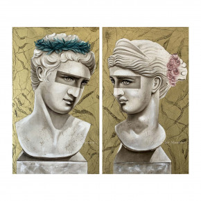 Art Maiora - Set 2 pezzi Quadri moderni dipinti a mano su tela "Eternity" 65x110 cad. - Colore: Oro - Tema Quadro: Array - Realizzazione Quadro: Dipinti su Tela - SKU: ETERT-S2-MDCSF-CNN