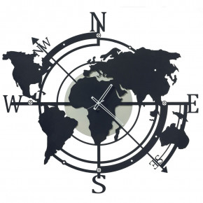 Arti e Mestieri - Modello: Planisfero - Orologio da parete grande in metallo dalle linee moderne - SKU: 0OR3738 