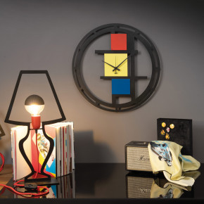 Arti e Mestieri - Modello: Mondrian - Orologio da parete grande moderno in metallo rotondo design contemporaneo - Colore: Multicolore - SKU: 0OR3898C340 - Codice EAN: 8052691672709 