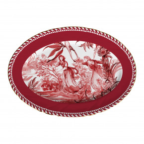 Baci Milano - Modello: Le Rouge - Piatto da portata ovale in porcella dal design classico - Colore: Rosso - SKU: OVA.ROU01 - Codice EAN: 8059793460241