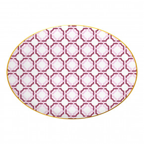 Baci Milano - Modello: Firenze - Piatto da portata ovale in porcellana dal design classico - Colore: Viola/Bianco - SKU: OVA2.FIR01 - Codice EAN: 8056209637730 