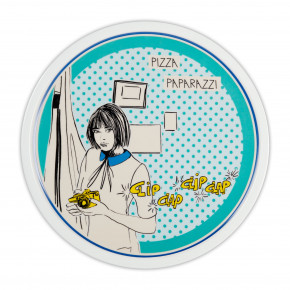 Baci Milano - Modello: Gulp - Piatto pizza in porcellana dal design moderno - Colore: Turchese - SKU: PIZ.GUL06 - Codice EAN: 8059793460050 