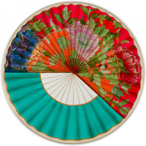 Baci Milano - Modello: Ventagli - Set 6 pezzi piatti piani in porcellana dal design moderno ed elegante - Colore: Rosso/Turchese - SKU: PLA1.VEN01 - Codice EAN: 8057143589505