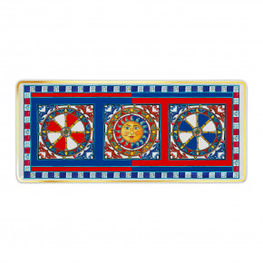 Baci Milano - Modello: Sole Mio - Vassoio rettangolare piccolo in porcellana dal design moderno ed elegante - Colore: Rosso/Blu - SKU: GTR5.SOL01 - Codice EAN: 8057143589048 