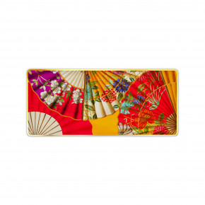 Baci Milano - Modello: Ventagli - Vassoio rettangolare piccolo in porcellana dal design moderno ed elegante - Colore: Rosso - SKU: GTR5.VEN01 - Codice EAN: 8057143589499 