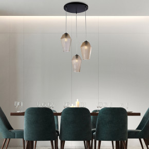 Be Light - Modello: Prisma - Lampada a sospensione in metallo con tre diffusori in vetro dal design moderno - Attacco Lampadina: E27 - 3 Lampadine - Watt 55W - Dimmerabile: NO - Grado di Protezione: IP20 - Classe Energetica: A - SKU: BL303-S3