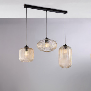 Be Light - Modello: Glamour - Lampada a sospensione moderna in metallo con tre diffusori lineari in vetro - Attacco Lampadina: E27 - 3 Lampadine - Watt 55W - Dimmerabile: NO - Grado di Protezione: IP20 - Classe Energetica: A - SKU: BL322-BIN3 