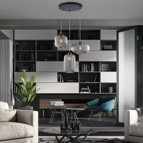 Be Light - Modello: Glamour - Lampada a sospensione rotonda moderna in metallo con tre diffusori in vetro - Attacco Lampadina: E27 - 3 Lampadine - Watt 55W - Dimmerabile: NO - Grado di Protezione: IP20 - Classe Energetica: A - SKU: BL322-S3 