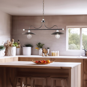 Be Light - Modello: Cantina - Lampadario dalle linee classiche/rustiche con struttura in metallo - Attacco Lampadina: E27 - 2 Lampadine - Watt 60W - Dimmerabile: NO - Grado di Protezione: IP20 - Classe Energetica: A+ - SKU: BL234-2 