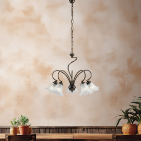 Be Light - Modello: Alice - Lampadario grande dalle linee classiche diffusori in vetro - Attacco Lampadina: E14 - 5 Lampadine - Watt 40W - Dimmerabile: NO - Grado di Protezione: IP20 - Classe Energetica: A+ - SKU: BL230-5 