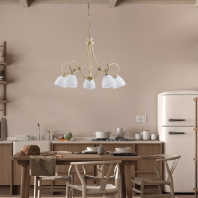 Be Light - Modello: Dallas - Lampadario medio con struttura in metallo e paralumi in vetro - Attacco Lampadina: E14 - 5 Lampadine - Watt 40W - Dimmerabile: NO - Grado di Protezione: IP20 - Classe Energetica: A+ - SKU: BL217-5 