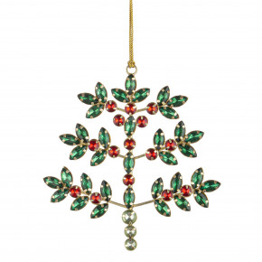 Bizzotto - Modello: Dominic - Decorazione per albero di natale con pino - Colore: Verde/Rosso - SKU: B0980556 - Codice EAN: 8051836761285