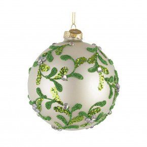 Bizzotto - Modello: Floret - Pallina di natale in vetro d.10 - Colore: Bianco/Verde - SKU: B0978358 - Codice EAN: 8051836741683