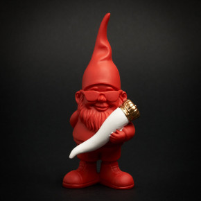 Blogo - Modello: Nani - Scultura da tavolo piccola nano in resina con cornetto colorato Lucky - Colore: Rosso - SKU: NANO12-1093 - Codice EAN: 8053172470517