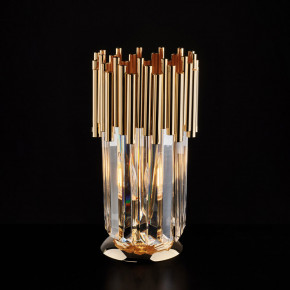 Bonetti Illumina - Modello: Ravel - Applique da tavolo moderna con struttura in metallo e paralume in vetro - Colore: Oro - Attacco Lampadina: E14 - 1 Lampadina - Watt 42W - Dimmerabile: NO - Grado di Protezione: IP20 - Classe Energetica: A - SKU: BL268-LT-OR