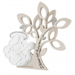 Bongelli Preziosi - Modello: L'Albero dell'Amore - Bomboniera per battesimo - Scultura piccolo albero della vita con angioletto - SKU: ME2388/1/ 