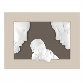 Bongelli Preziosi - Capezzale moderno figura della sacra famiglia in marmorino e cornice in legno - SKU: ME2516