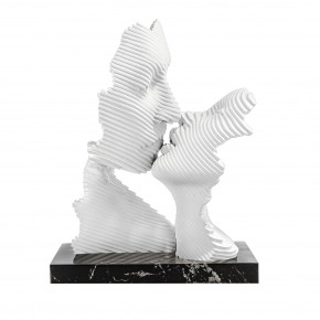 Bongelli Preziosi - Modello: Bacio Stilizzato - Scultura in marmorino grande con base marmo nero - Colore: Bianco - SKU: ME2691/2MAN 