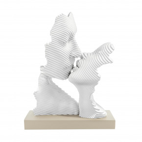 Bongelli Preziosi - Modello: Bacio Stilizzato - Scultura in marmorino grande con base nocciola - Colore: Bianco - SKU: ME2691/2N 